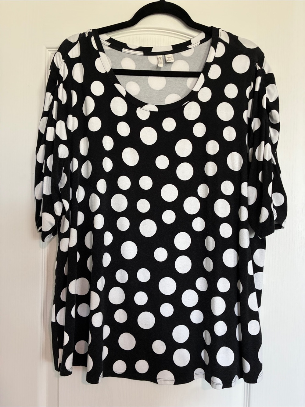 Dress Barn Black and White Polka Dot Scoop Neck Top